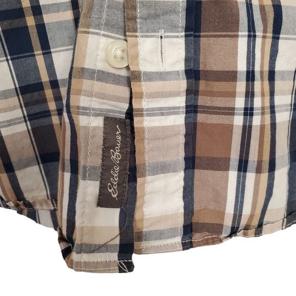 Eddie Bauer Mens Size L Tall TL Shirt 100% Cotton Button Front Casual Plaid - Picture 8 of 8